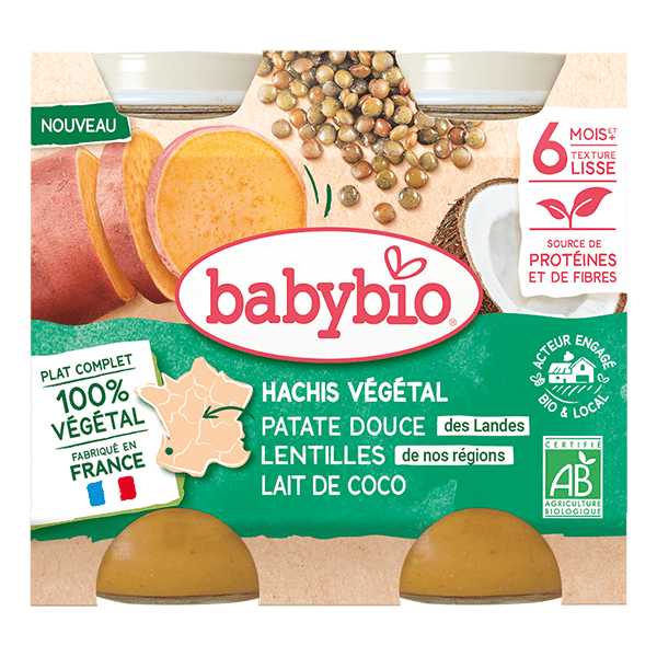 Hachis Végétal Patate Douce Lentilles Lait de Coco Bio 400g