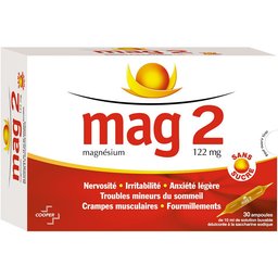 - Magnésium 122mg - Nervosité, Irritabilité, Anxiété légère, Troubles mineurs du sommeil - 30 ampoules buvables