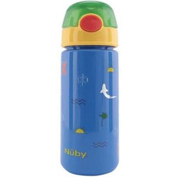 Taza con Botón y Pajita Blanda #Surf Azul 540ml 1ud