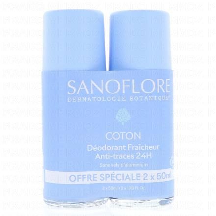 Déodorant Fraicheur Bio Anti-traces 24h Coton lot 2x50ml