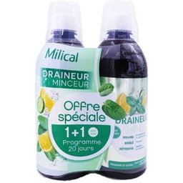 Milical Pack Draineur Minceur Ultra Menthe Citron 2x500ml