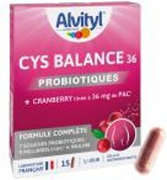 Cys Balance 36 – Probiotiques - Cranberry Titrée à 36 mg de Pac – 15 Jours - Boîte 15 gélules