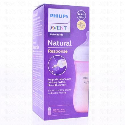 Biberon Natural Response 260ml 1m+ Rose