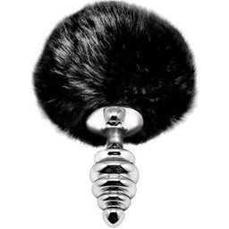 Anal Pleasure Plug Spirale Métal Pompon Noir Taille S 1ut