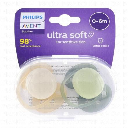 Ultra Soft - Sucettes 0-6 mois beige / vert