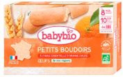 Petits Boudoirs Huile Essentielle d'Orange Douce aux Oeufs dès 8 Mois Bio 24 Boudoirs - Boîte 6 sachets de 4 boudoirs
