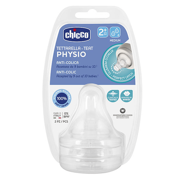 Accessoires Biberons Tétine Physiologique Anti-Coliques Débit Moyen +2m Lot de 2