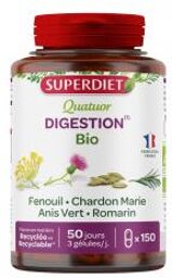 Quatuor Fenouil Digestion Bio Fenouil Chardon Marie Anis Vert Romarin - 150 Gélules - Pot 150 gélules