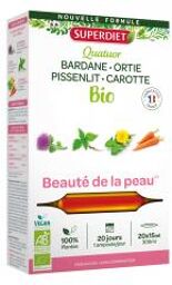 Quatuor Beauté de la Peau Bio 20 Ampoules - Boîte 20 ampoules de 15 ml