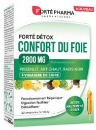 Forté Détox Confort du Foie 2800 mg 20 Ampoules - Boîte 20 ampoules de 10 ml