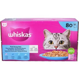 Whiskas Fish Favourites – Sélection de Poissons en Gelée Chat Adulte 1+