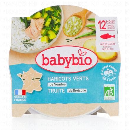 Repas du Midi - Petit plat Cocotte d'haricots verts, truite dès 12 mois 230g