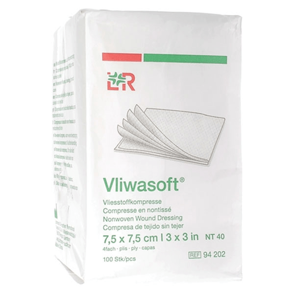 L&R Vliwasoft Compresse Non-Tissé 7,5x7,5cm 100 Unités