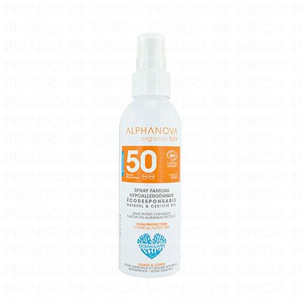 Organic Sun - Spray solaire familial haute protection SPF50