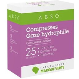 Compresse Stérile Gaze Hydrophile 10x10cm 25 Sachets