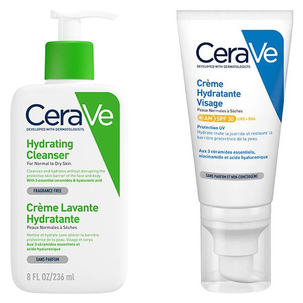 Routine Visage Peaux Sèches Crème Lavante Hydratante 236ml & Crème Hydratante Visage SPF30 52ml