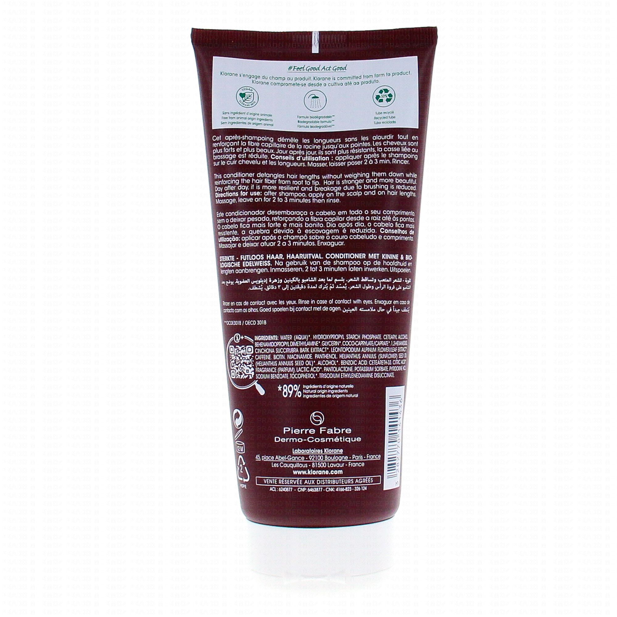 Quinine & Edelweiss bio - Après shampooing tube 200ml