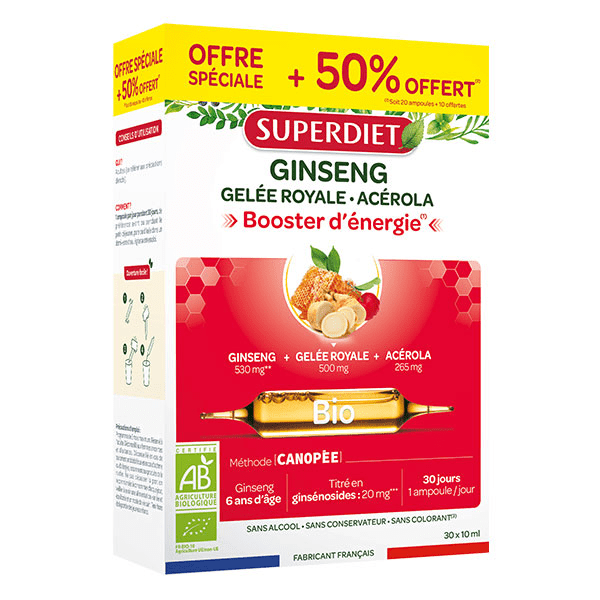 - Ginseng Gelée Royale Acérola Bio - 30 ampoules