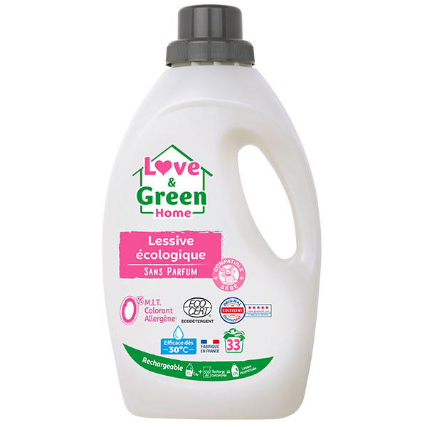 Home Lessive certifiée Eco-détergent rechargeable et Sans parfum - 1,5L