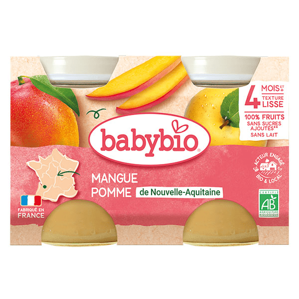 Fruits Pot Mangue Pomme +4m Bio 2 x 130g