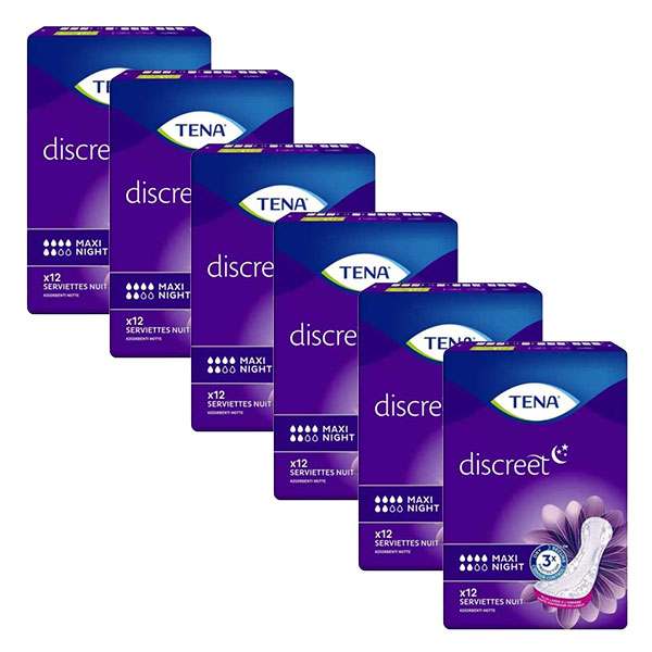 Discreet Serviette Hygiénique de Nuit Maxi Night 6 x 12 unités