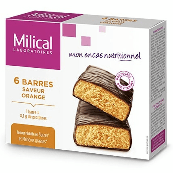 Barres Minceur Hyperprotéinées Orange 6 Unités