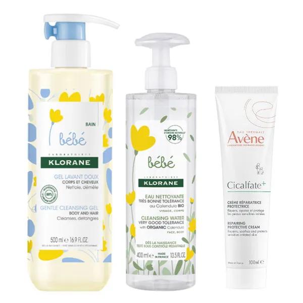 Klorane Routine Bébé Cicalfate Peaux sensibles Abimées Irritées