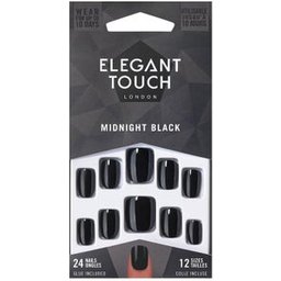 Core Colour Nails With Glue Squoval Midnight Black 24uts