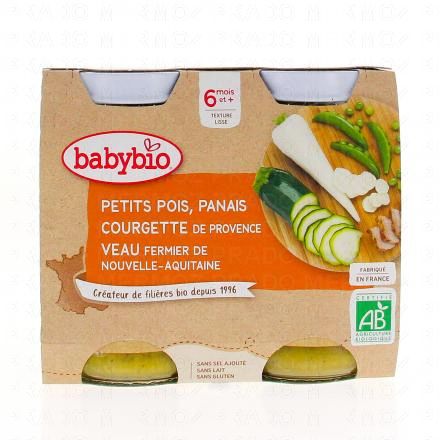 Repas du Midi - Petits pots Petits pois, Panais, Courgette, Veau 2x200g dès 6 mois