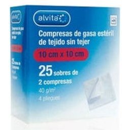 Compresses de gaze non tissée stérile 10 Cm X 10 Cm 25 Enveloppes (2 U/feuilles)