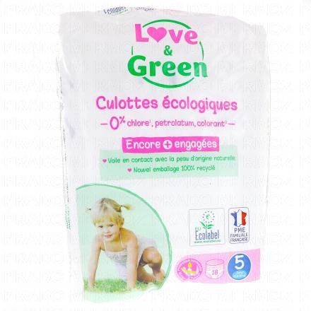 LOVE & GREEN Culottes bébé Taille 5 Junior - 12à18kg x18 couches