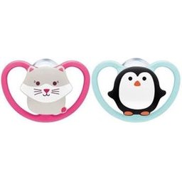 Space Sucettes Silicone Chat Penguin 6-18 Mois 2 Unités