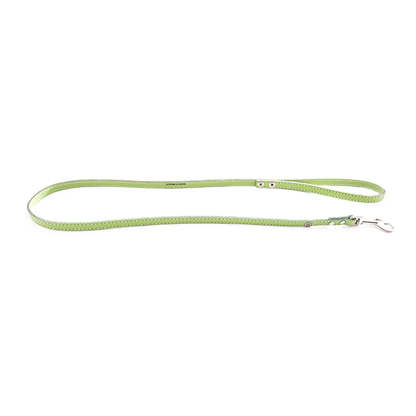 Laisse en Cuir Surpiqué Classique 16mm x 1m Anis