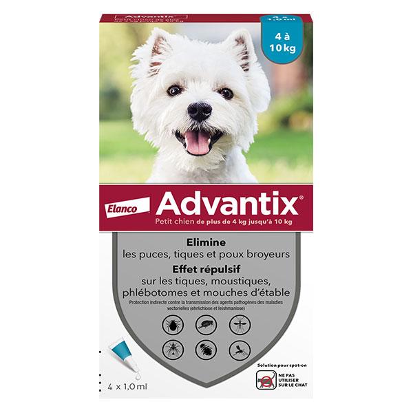 Chien Solution Antiparasitaire Petite Race 4 à 10kg 4 pipettes