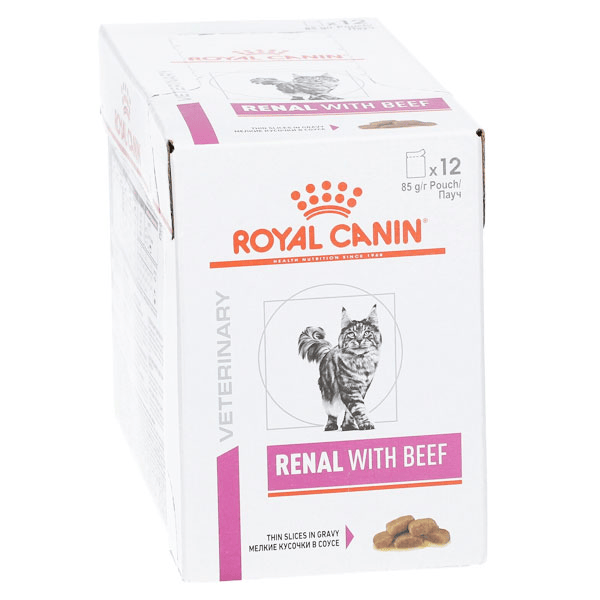 Veterinary Renal Chat Aliment Humide au Boeuf 12 x 85g