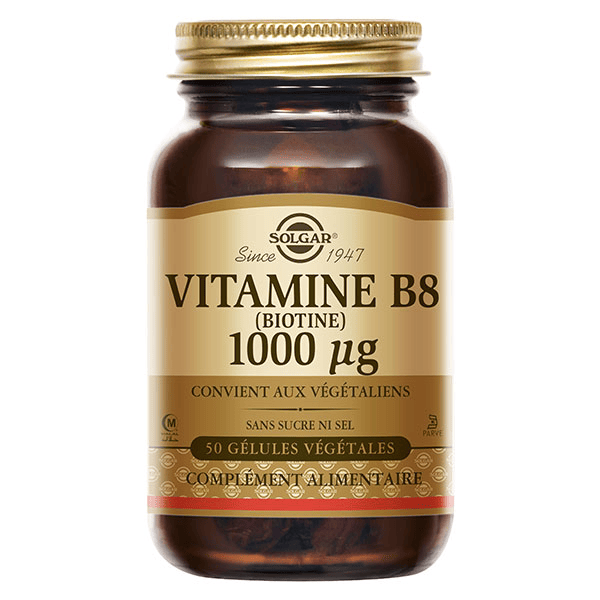 Vitamine B8 - Biotine 1000 microgrammes 50 gélules végétales