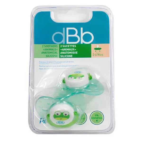 2 Sucettes anatomiques 1er âge Téterelles en silicone Motif Grenouille