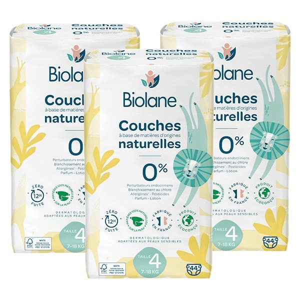 Couches écologiques Taille 4 lot de 3 x 44 unités