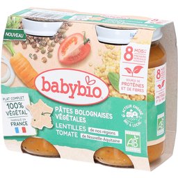 Babybio Pâtes Bolognaises Végétales Lentilles Tomate