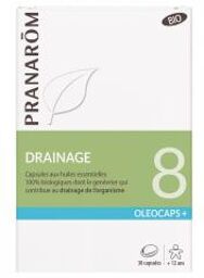 Pranarôm Oléocaps+ 8 Capsules d'Huiles Essentielles Bio Drainage 30 Capsules - Boîte 30 Capsules