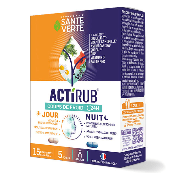 ACTIRUB JOUR NUIT coups de froid 24H - 15 comprimés