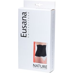 Eusana Ceinture rénale noire en laine mérinos avec fermeture Velcro