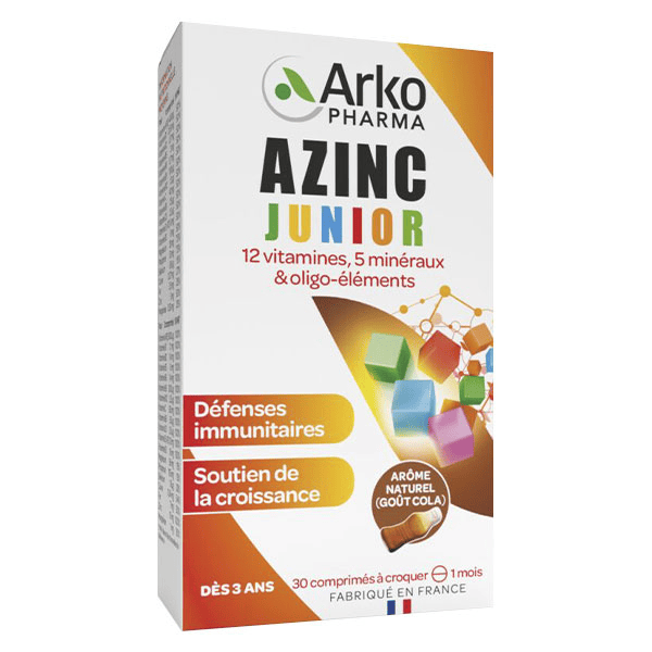 Azinc Vitalité Junior Goût Cola 30 comprimés