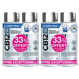 - Bain de bouche White - Dents plus blanches - 12 heures d’haleine fraîche - Sans alcool - Arôme léger de menthe poivrée - Flacons Lot de 2x250 ml