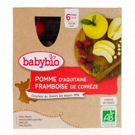Fruits - Gourdes Pomme de provence et Framboise 4x90g dés 6 mois