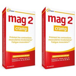 MAG 2 - Crampes - Complément alimentaire à base de magnésium marin, calcium, fer, potassium, cuivre - Crampes, fatigue musculaire - Programme 15 jours - 30 comprimés