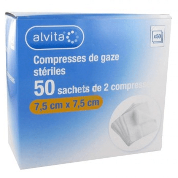Compresse Gaze 7,5 x 7,5cm Lot de 50 x 2 unités
