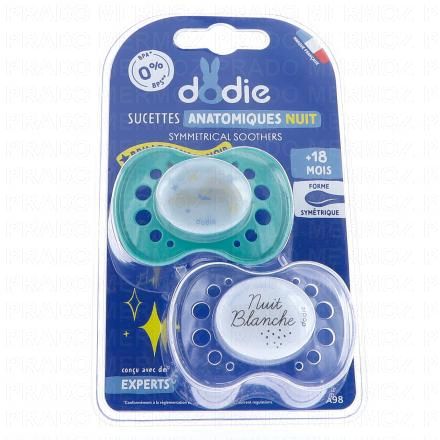 Sucettes anatomiques nuit +18 mois bleu