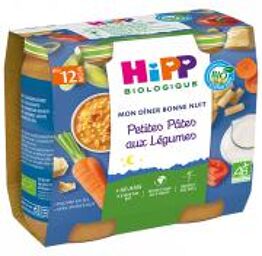 Mon Dîner Bonne Nuit Petites Pâtes aux Légumes dès 12 Mois Bio 2 Pots - Carton 2 pots de 250 g