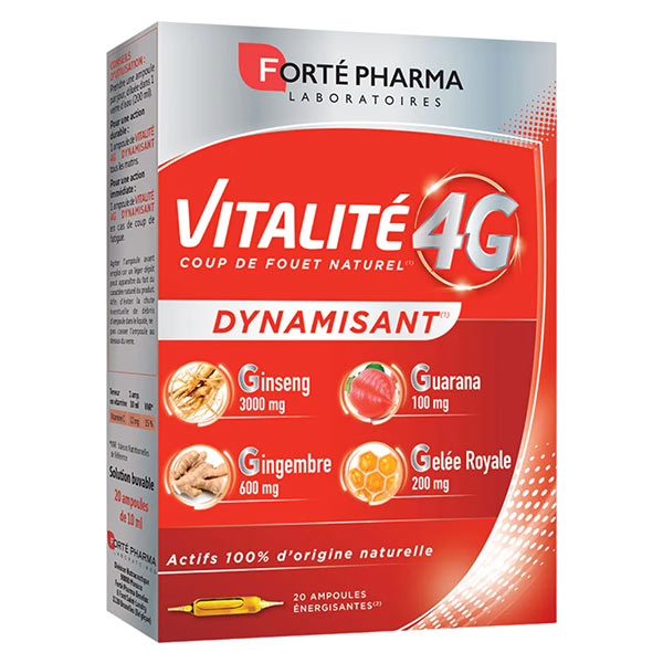 Forté Pharma Vitalité 4G Dynamisant Coup de fouet naturel Vitamine C 20 ampoules
